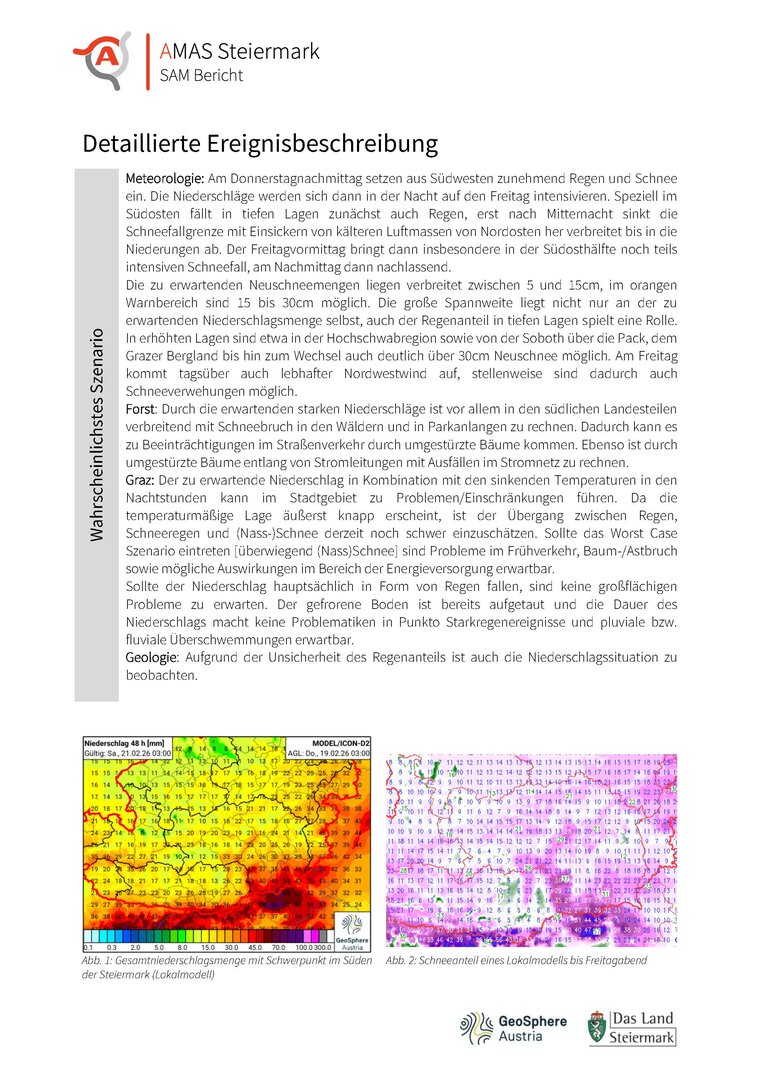 AMAS Steiermark: Ein Italientief bringt kräftigen Niederschlag