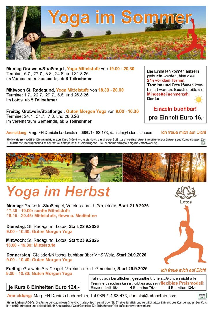 Yoga im Sommer und Herbst mit Daniela Ladenstein