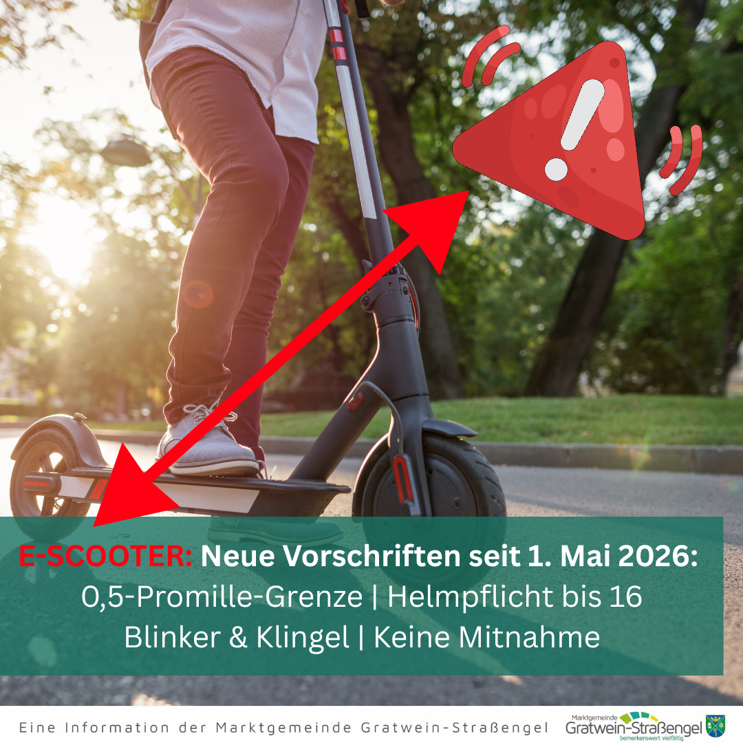 E-SCOOTER: Neue Vorschriften seit 1. Mai 2026: 0,5-Promille-Grenze, Helmpflicht bis 16, Blinker & Klingel